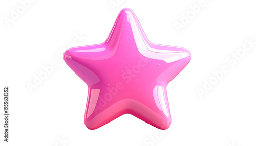 Glossy pink star on black for graphic design element celebration and decoration