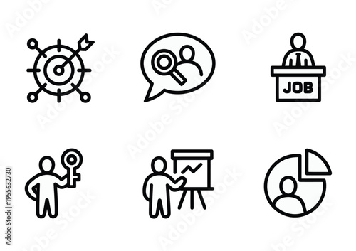 Vector showing icons related to career development and business goals
