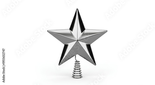 Shiny Metal Star Decoration Isolated on White Background