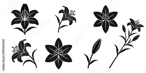 Elegant Lily Flower Silhouette – Minimalist Botanical Floral Design
