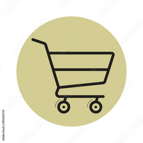 shopping cart icon on a button representing online shopping and e-commerce concept