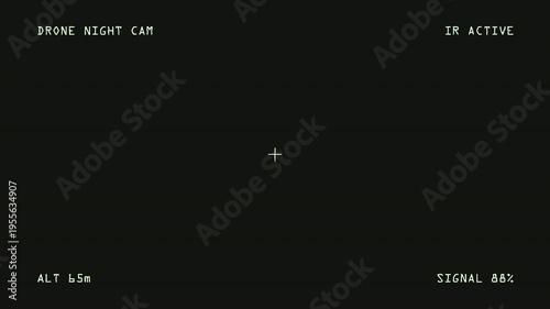 Night Vision Drone Patrol Perspective with Infrared Mode, Altitude Data and Signal Indicator for Security and Surveillance Footage