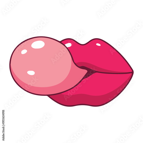 Lips blowing pink bubblegum