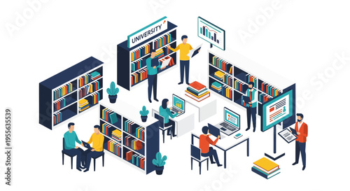 People working in office cubicles.