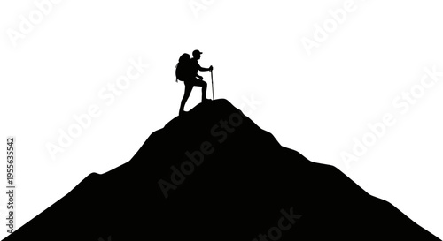 Silhouette of a hiker standing.