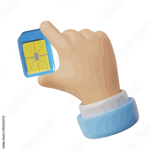 Hand holding a SIM card