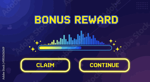 Bonus Reward Interface with Claim and Continue Buttons.