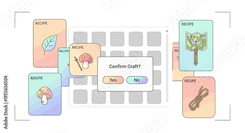 Crafting Interface with Recipe Cards and Confirmation Dialog.