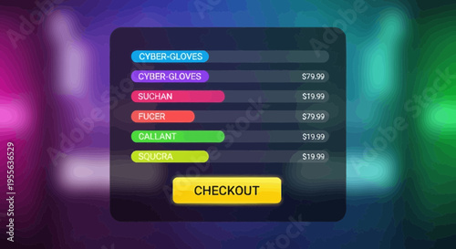 Digital Checkout Interface with Itemized List and Prominent Checkout Button.