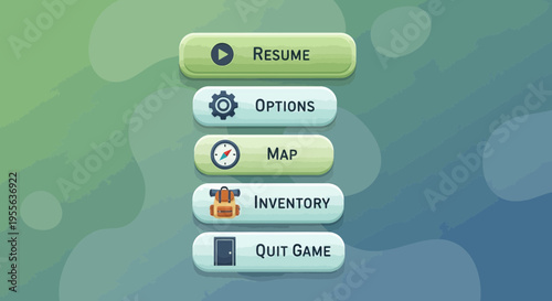 Game Menu Interface with Options for Resuming Settings Map Inventory and Quitting.
