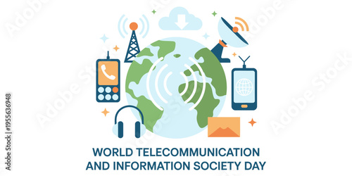 A flat graphic illustration celebrating world telecommunication and information society day event Vector, illustration