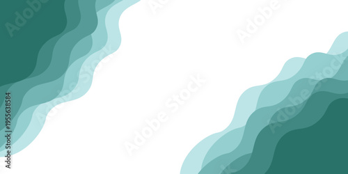 Abstract teal wavy paper cut background