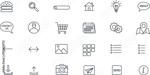 A collection of 20 simple line icons