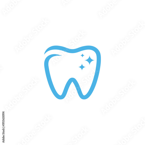 Clean and Bright Tooth Icon Dental Health and Care Concept.