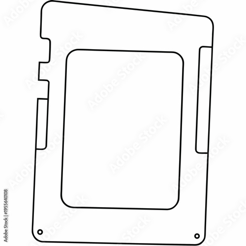 ssd card with notch corner line art vector illustration on transparent background