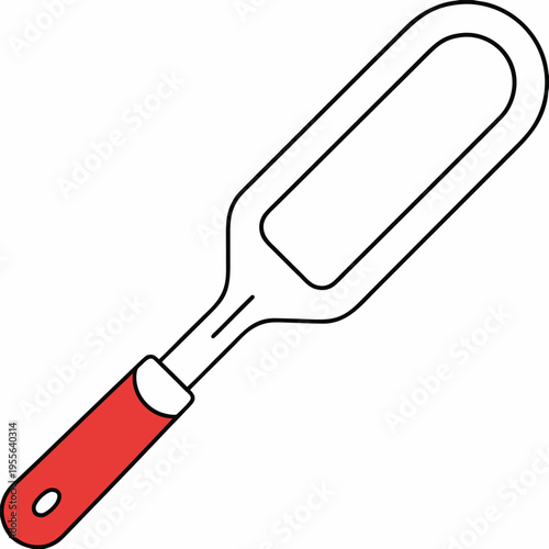 seam ripper with red handle outline line art vector illustration on transparent background