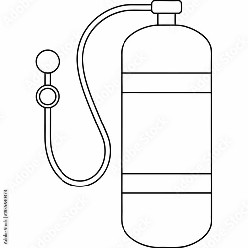 scuba tank with regulator hose line art vector illustration on transparent background
