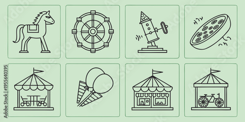 Amusement park carnival line attractions rides games