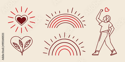 Colorful heart and rainbow with a person love