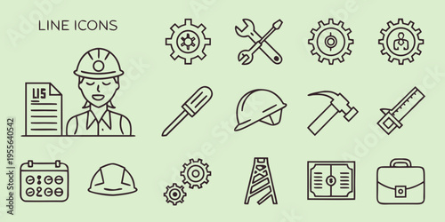 Construction and engineering line set line tools equipment worker