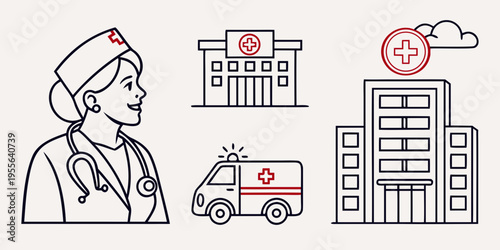 Medical and healthcare hospital nurse ambulance