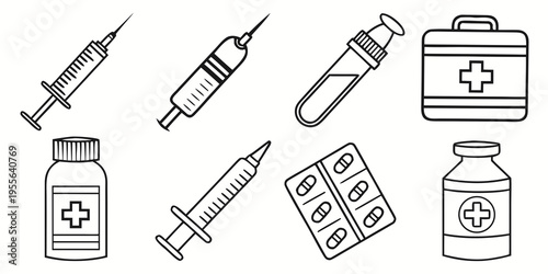 Medical supplies and equipment syringes pills