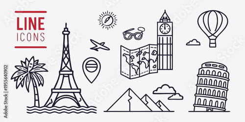 Travel and landmarks eiffel tower colosseum big ben