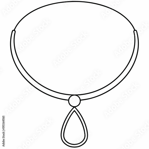 necklace with pendant drop line art vector illustration on transparent background