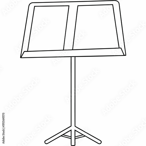 music stand with adjustable tray line art vector illustration on transparent background