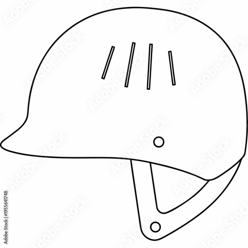 helmet with visor and vent lines line art vector illustration on transparent background