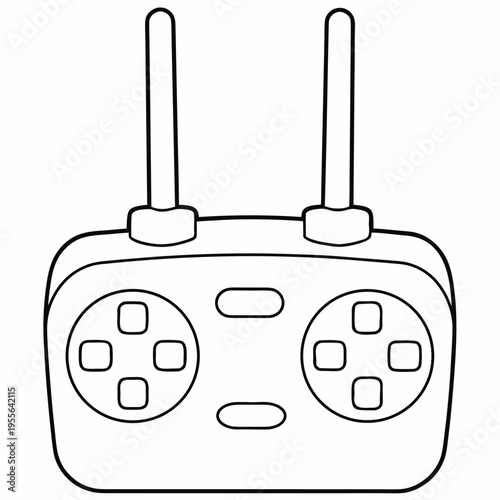 drone remote controller with sticks line art vector illustration on transparent background