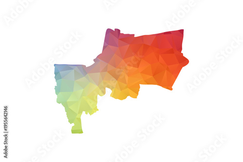 Bangkok Map - Polygon Style Vector Illustration in Rainbow Gradient, Low Poly Multicolor Geometric Design, Isolated on White Background, Suitable for Reports, and Creative Projects.