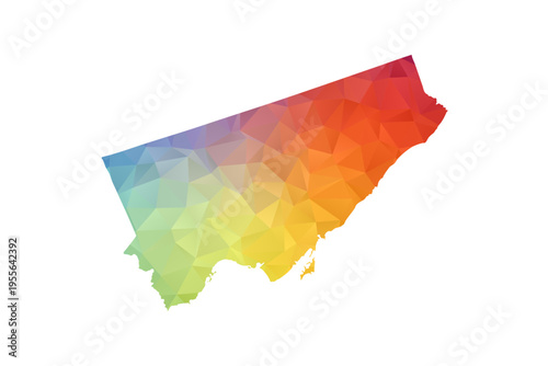 Toronto Map - Polygon Style Vector Illustration in Rainbow Gradient, Low Poly Multicolor Geometric Design, Isolated on White Background, Suitable for Reports, and Creative Projects.