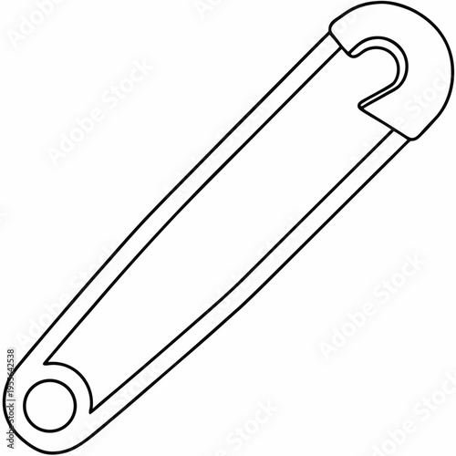 bobby pin in closed position line art vector illustration on transparent background