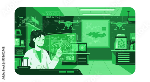 Scientist working with advanced technology in a modern laboratory.