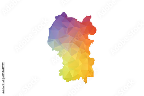 Kuala Lumpur Map - Polygon Style Vector Illustration in Rainbow Gradient, Low Poly Multicolor Geometric Design, Isolated on White Background, Suitable for Reports, and Creative Projects.