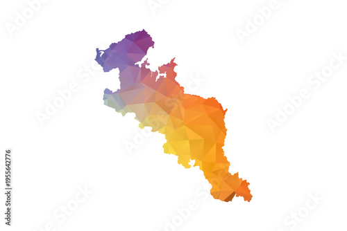 Kyoto Map - Polygon Style Vector Illustration in Rainbow Gradient, Low Poly Multicolor Geometric Design, Isolated on White Background, Suitable for Reports, and Creative Projects.