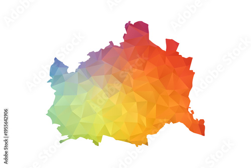 Vienna Map - Polygon Style Vector Illustration in Rainbow Gradient, Low Poly Multicolor Geometric Design, Isolated on White Background, Suitable for Reports, and Creative Projects.