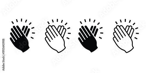Applause hand clap symbol in line and solid style vector