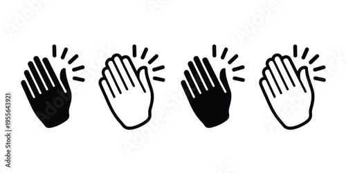 Applause clapping hands flat and outline icon design