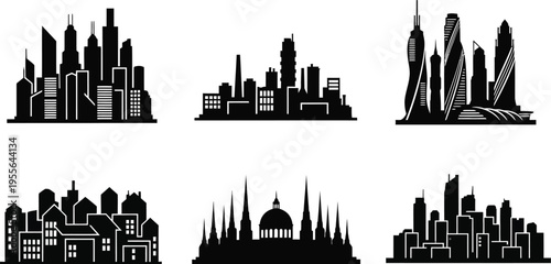 Collection of six front-view running man silhouettes, black vector icons of male athletes in dynamic jogging and sprinting poses isolated on white.