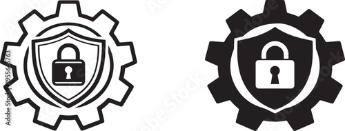 Cyber security awareness icon set with shield, lock, data protection symbols for web and apps