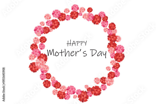 HAPPY Mother’s Day: A round-shaped frame made of red and pink carnations