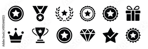 Award winner icon in flat and silhouette design