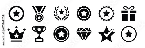 Award champion emblem in silhouette style vector