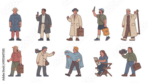 Collection of diverse people in stylish casual outfits and accessories