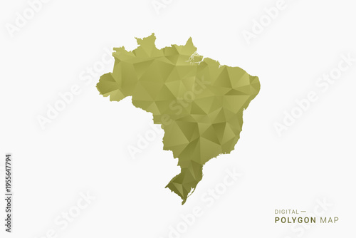 Brazil polygon map vector illustration in low poly geometric style, soft pastel colors with Olive green, clean silhouette on solid background, ideal for infographic.