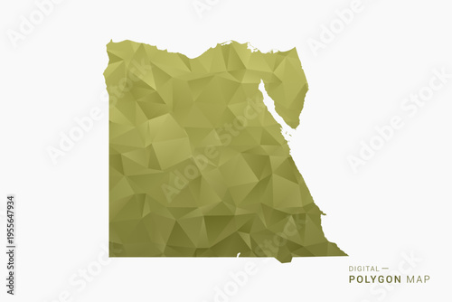 Egypt polygon map vector illustration in low poly geometric style, soft pastel colors with Olive green, clean silhouette on solid background, ideal for infographic.