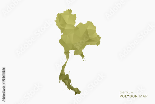 Thailand polygon map vector illustration in low poly geometric style, soft pastel colors with Olive green, clean silhouette on solid background, ideal for infographic.