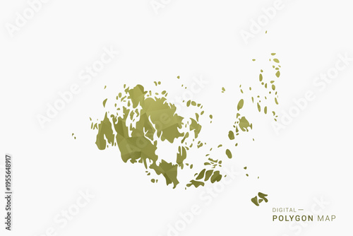 Aland Islands polygon map vector illustration in low poly geometric style, soft pastel colors with Olive green, clean silhouette on solid background, ideal for infographic.